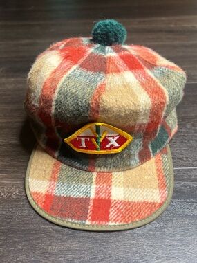 Vtg TX Seed Trojan Pfizer Fertilizer Farming Wool Pom Hunting Cap Hat Insulated